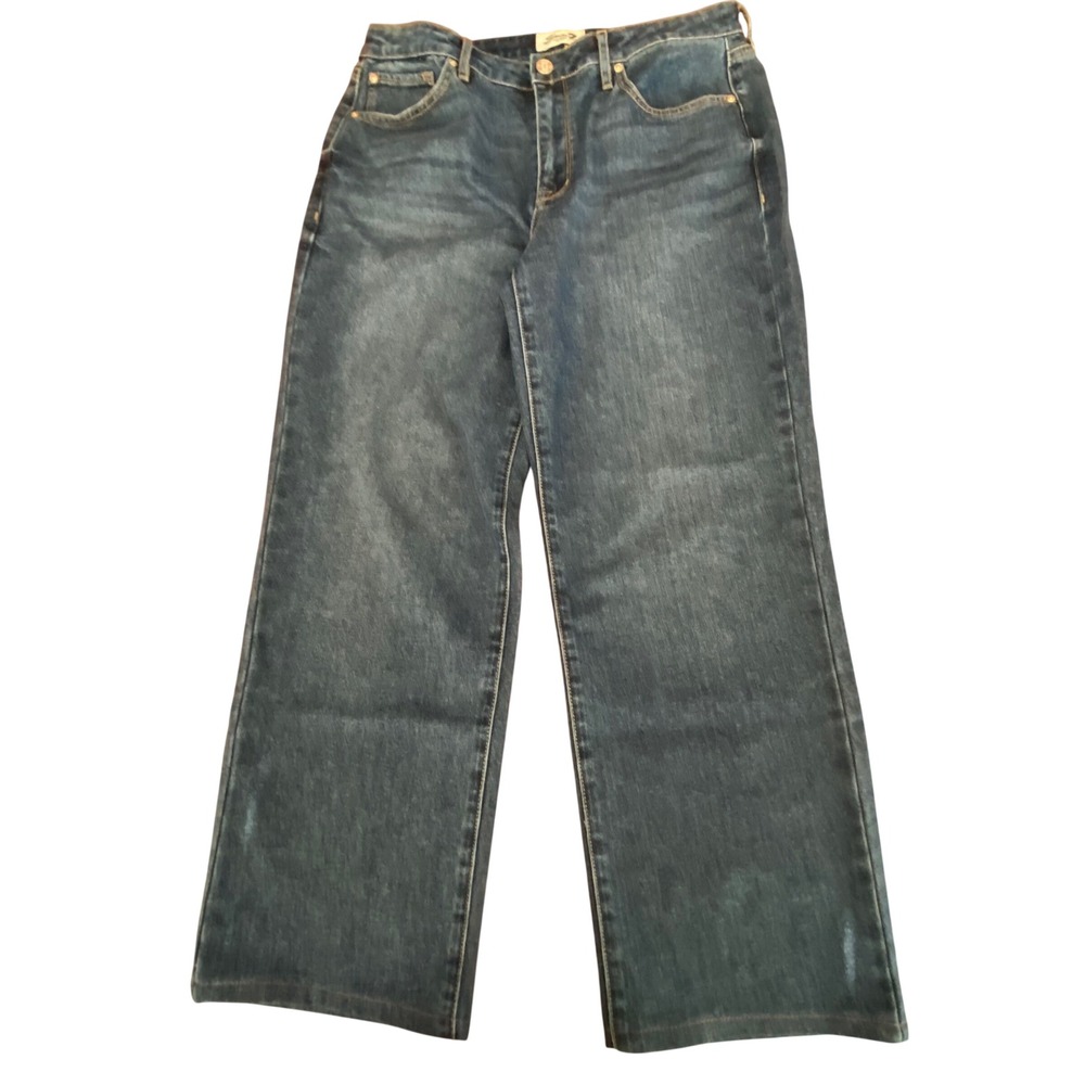 Seven7 Loose Straight Jeans Womens 6 Confident Blue Wide Leg Stretch Denim Pants